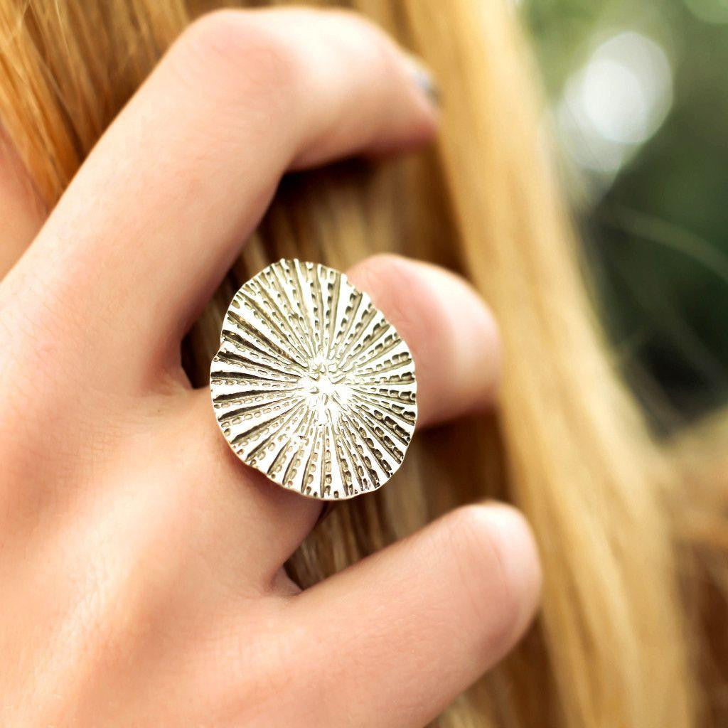 Rustic Sea Shell Ring- Sterling Silver Shell Ring-Womens Rustic-LittleGreenRoomJewelry-LittleGreenRoomJewelry